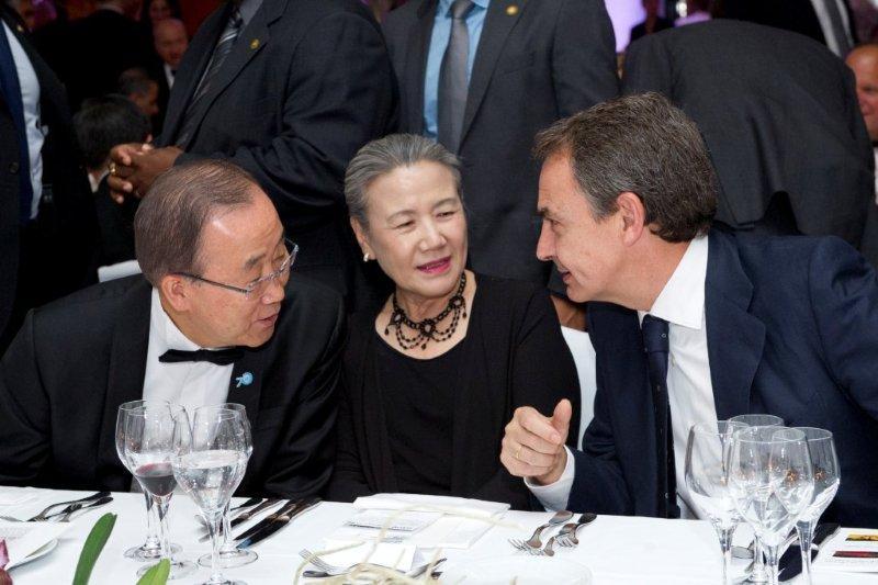 Ban Ki-moon, Sra. Ban Ki-moon y José Rodríguez Zapatero