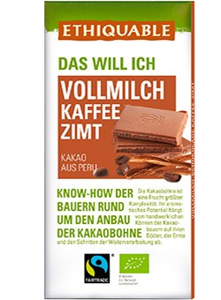 Vollmilch-Schokolade Kaffee Zimt - ETHIQUABLE